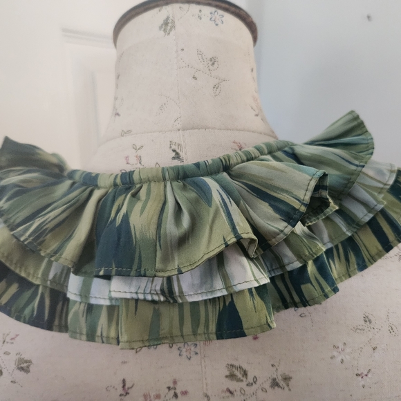 The Limited Halter ruffle Neck Blouse Blue Green small - Picture 3 of 7